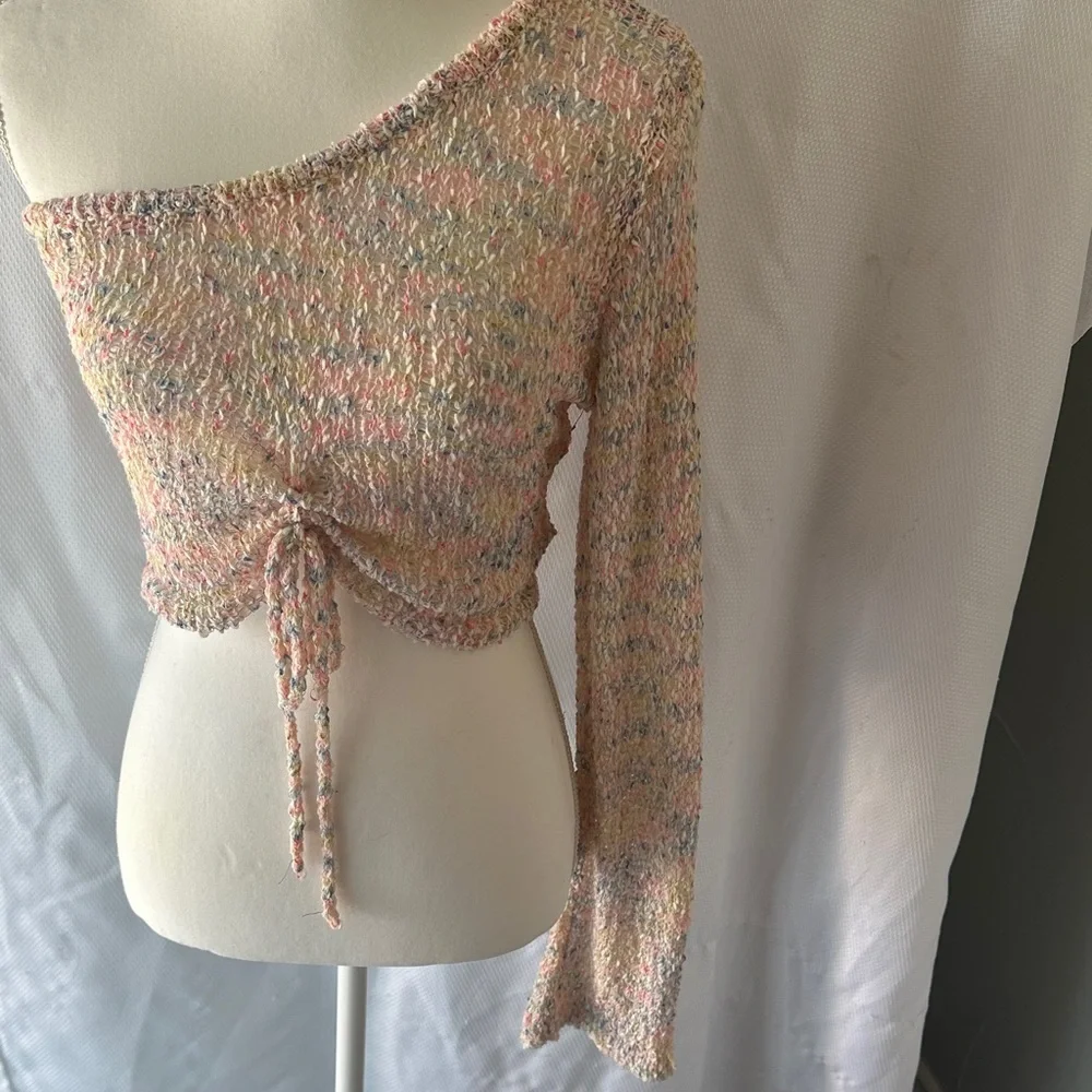 Multicolor Off-Shoulder Long Sleeve Top